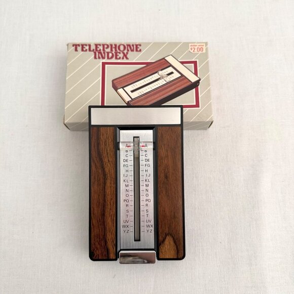 1987 Telephone Index Flip Address Book Eagle Woodgrain Vintage Theater Film Prop - Picture 1 of 16